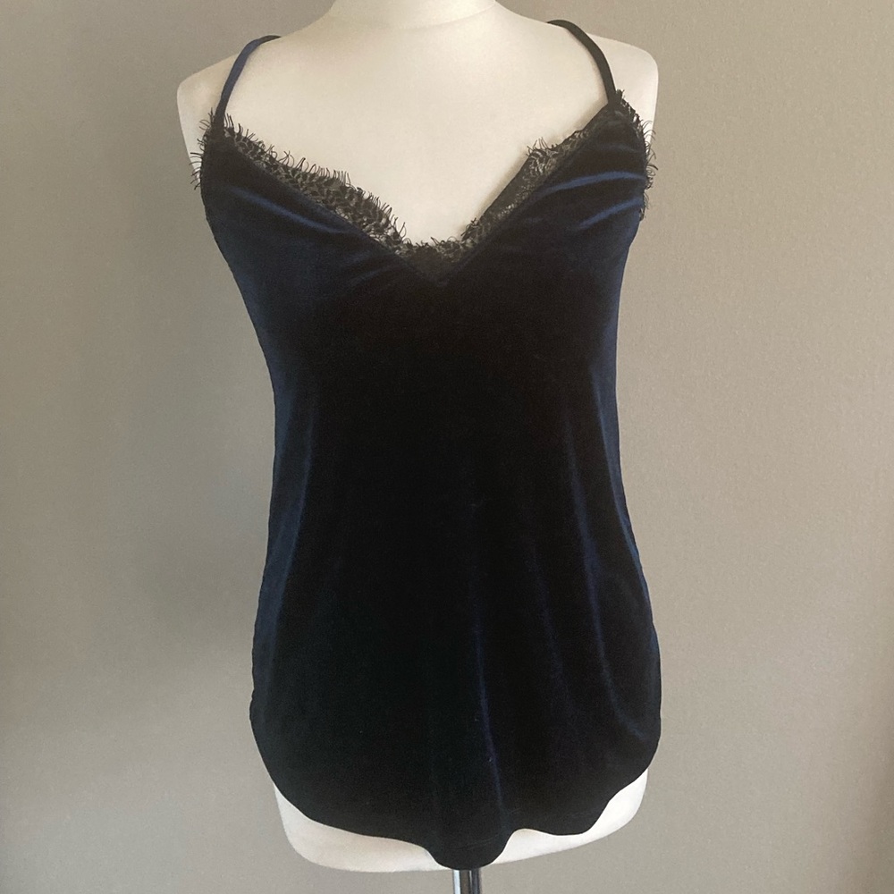 Dark blue velvet tank top